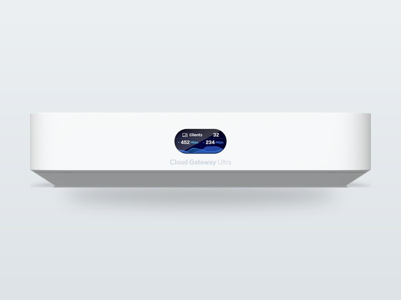 Compacte witte router met display voor thuis of kantoor
